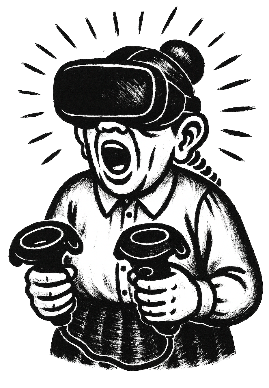 Il·lustració de l’Anita amb ulleres de realitat virtual